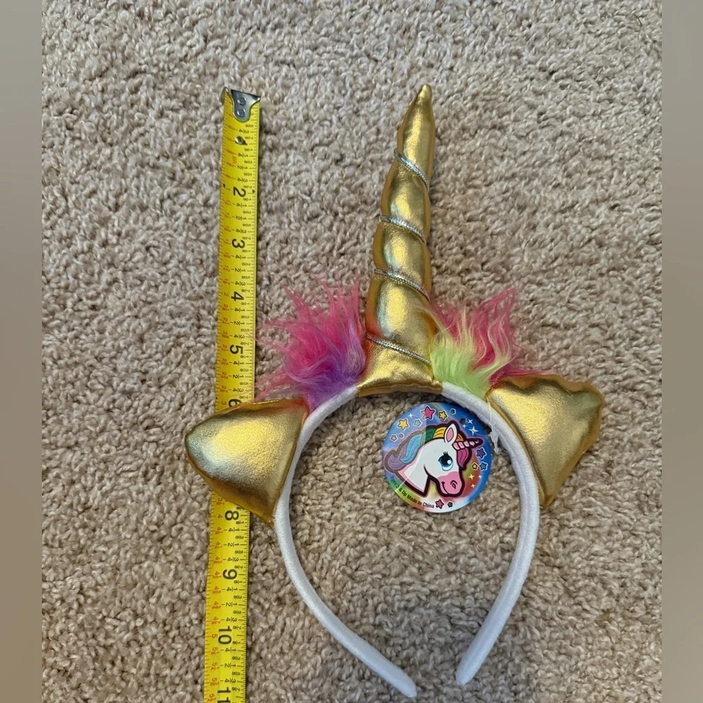 NWT Gold Unicorn Headband with Colorful Accents